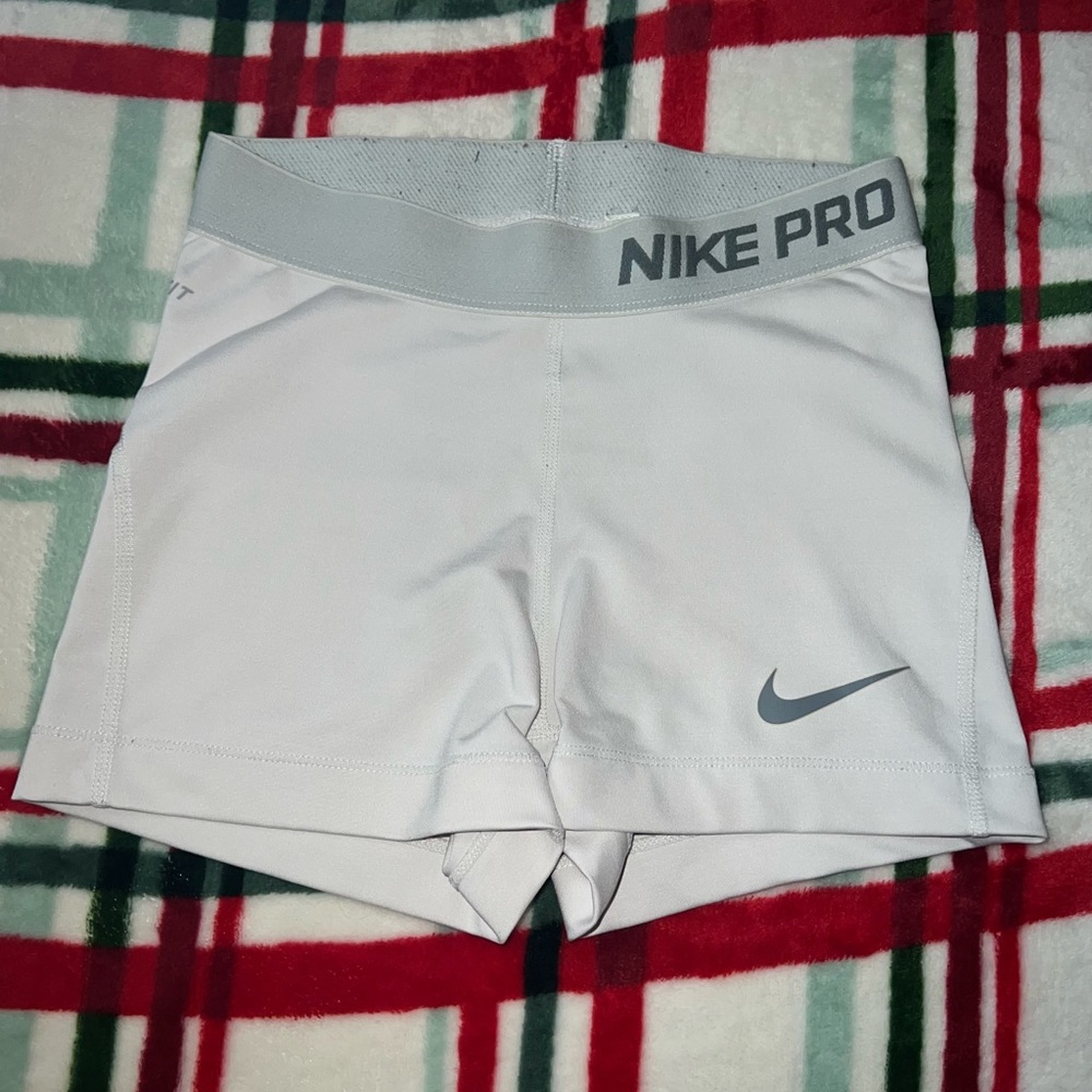 White Nike Pro Dri-Fit 3” Shorts